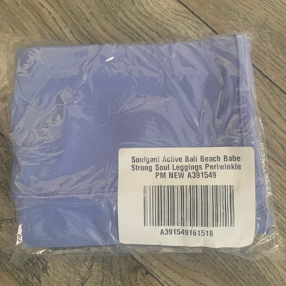 NWT SOULGANI ACTIVE BALI BEACH BABE STRONG SOUL LEGGINGS PERIWINKLE PXS, PXXS PM - Picture 7 of 9